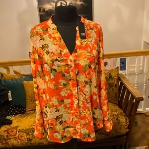 Floral light semi sheer blouse